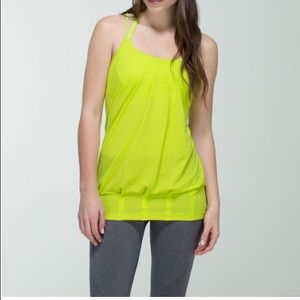 LULULEMON Flow And Go Tank Top Bright Florescent Yellow Gym Hard Workout…
